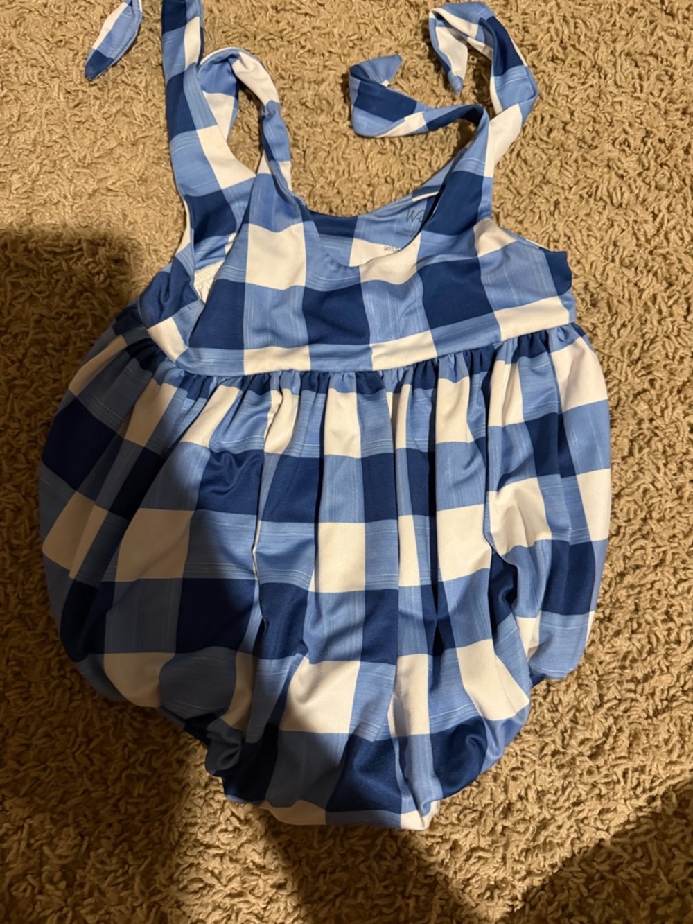 18 months  Blue and White Gingham bubble swimsuit